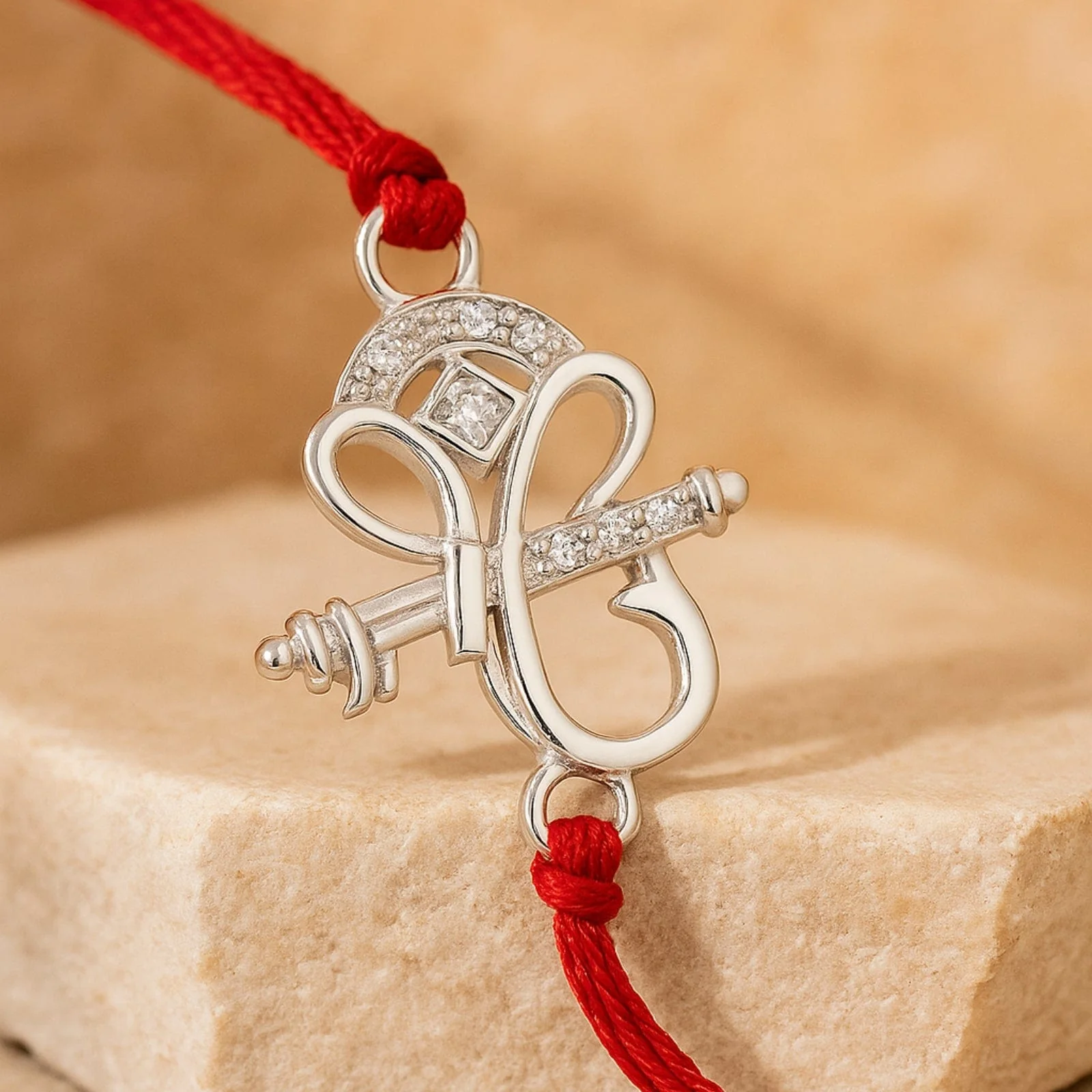 Zarkan Lord Ganesha Precious Silver Rakhi With Roli Chawal - Image 2