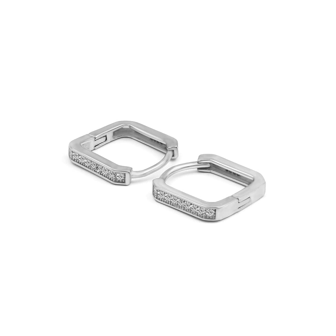 Zarkan Minimal Square Line Silver Earrings - Image 2