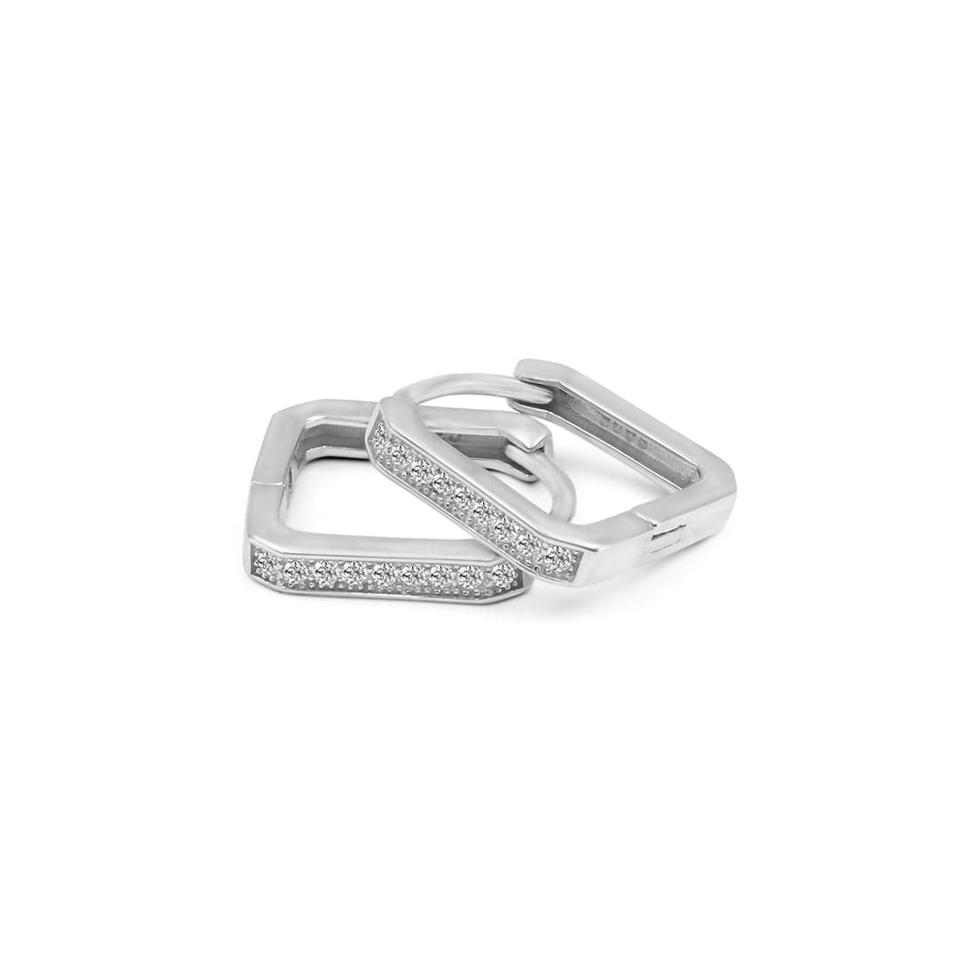Zarkan Minimal Square Line Silver Earrings - Image 4