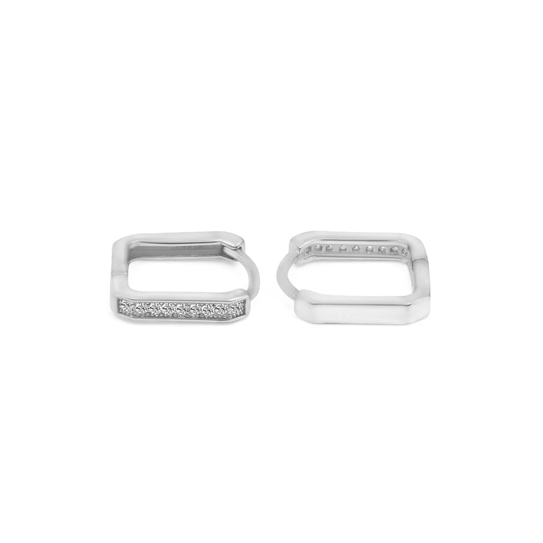Zarkan Minimal Square Line Silver Earrings - Image 5