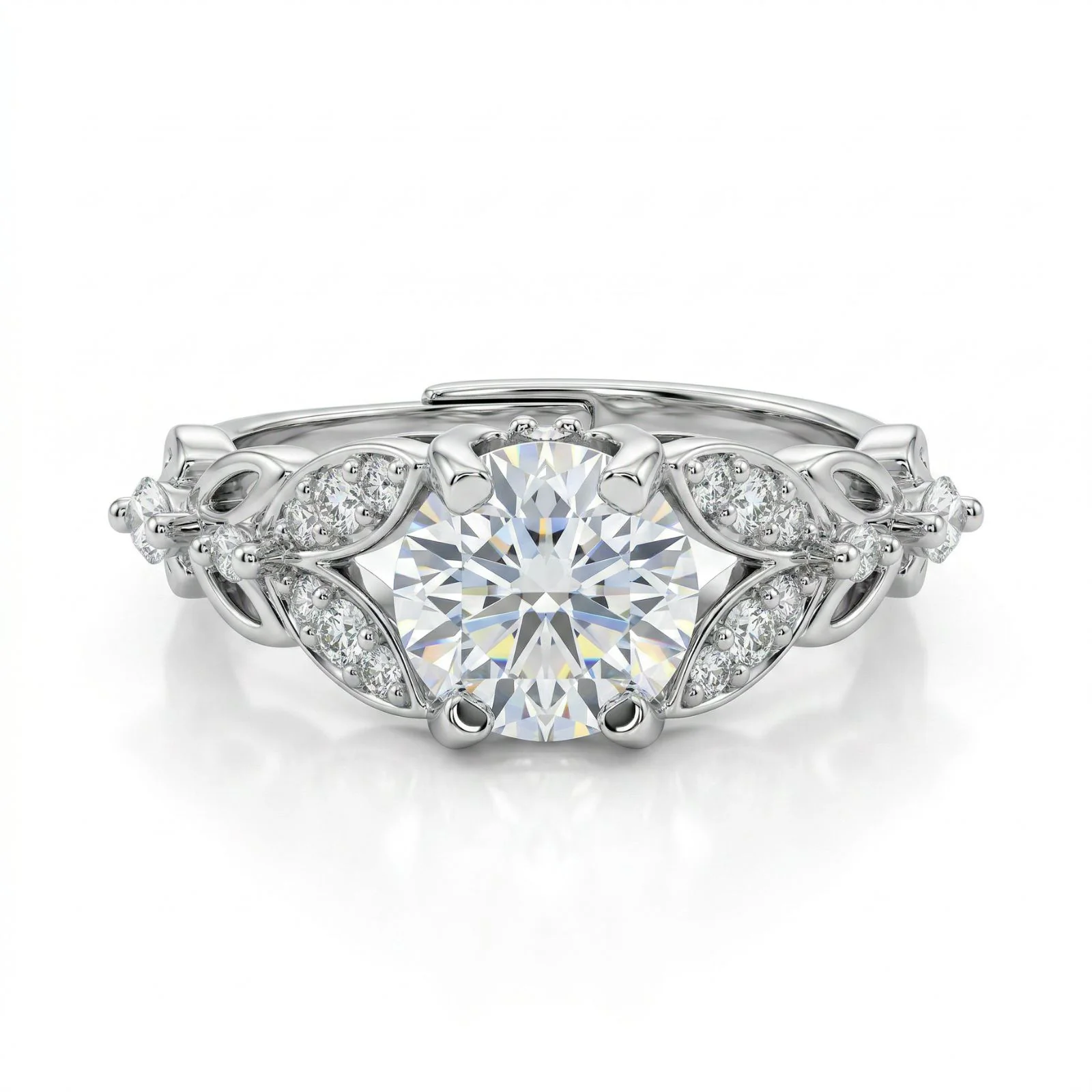 Moissanite 1 Carat Diamond White Crown 925 Pure Silver Engagement Ring for women- Free Size