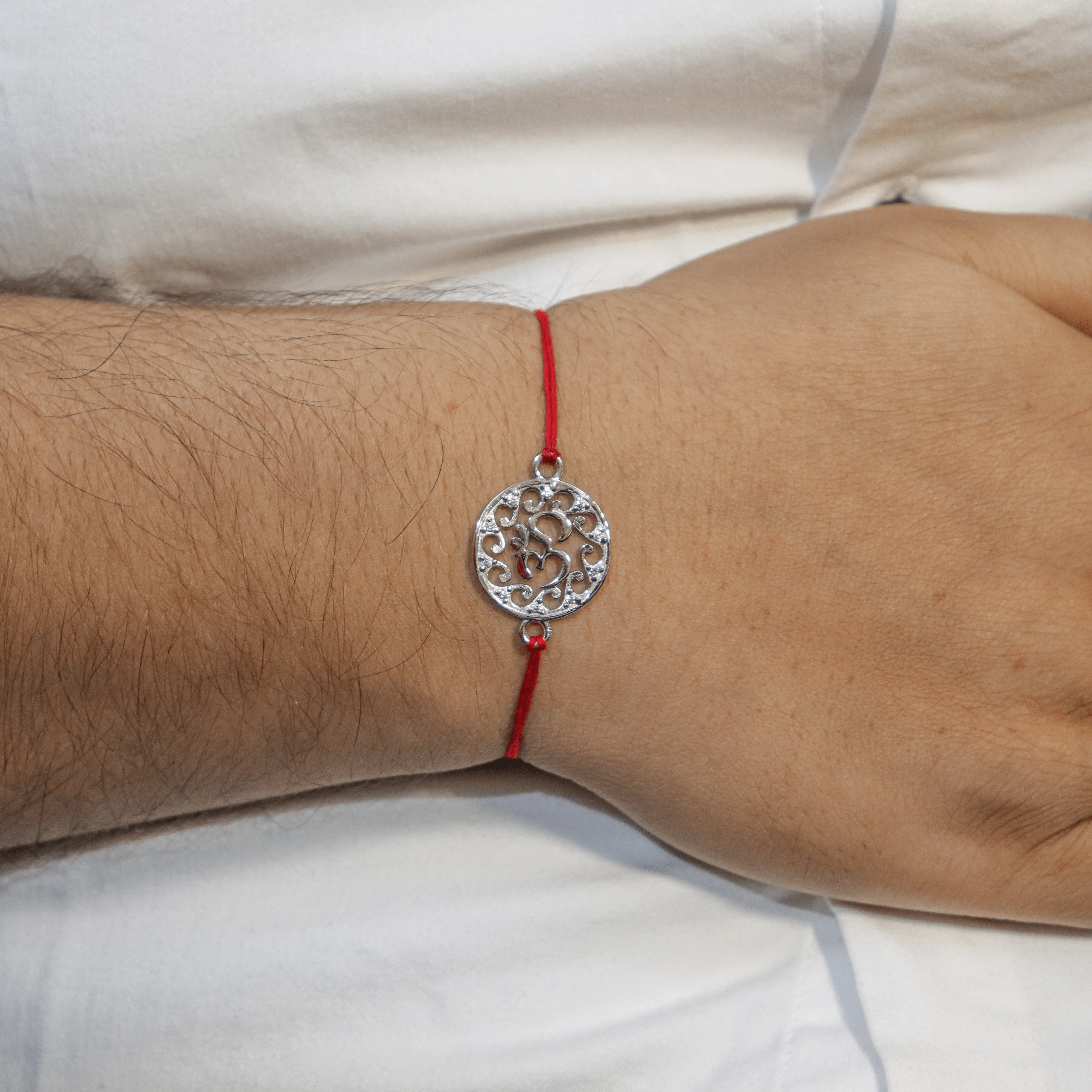 Zarkan Precious Silver OM Rakhi For Brother With Roli Chawal - Image 3