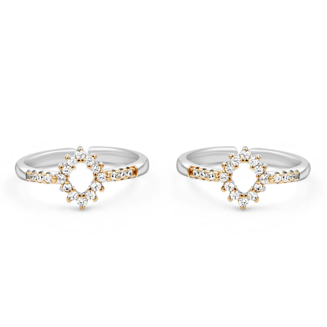 Zarkan The Golden Rangoli Silver Toe Rings - Image 3