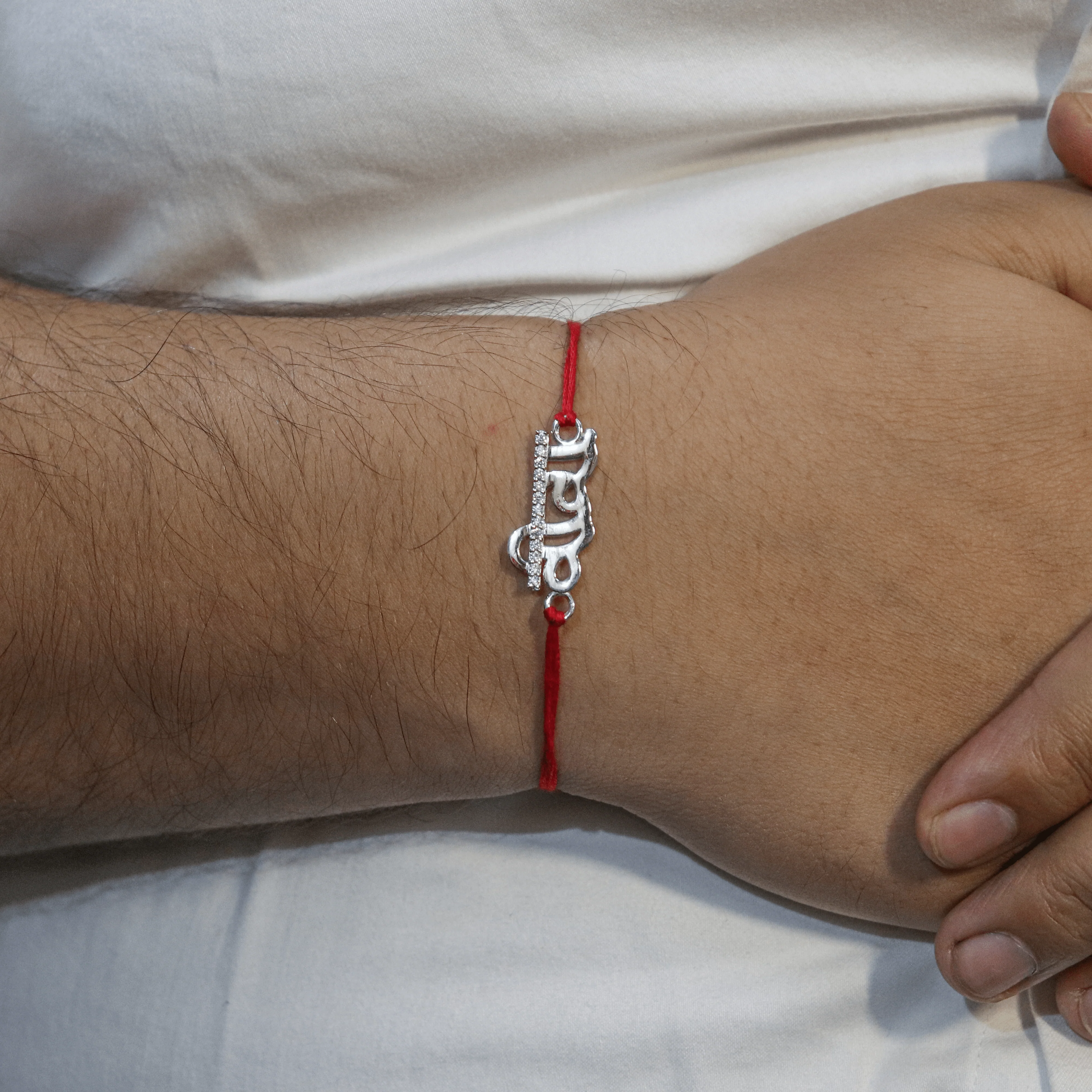 Zarkan VEERA Pure Silver Rakhi With Roli Chawal - Image 3