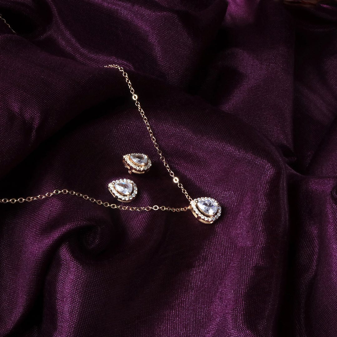 Zarkan Rose Gold Water Drop Shine Jewlery Set - Image 3