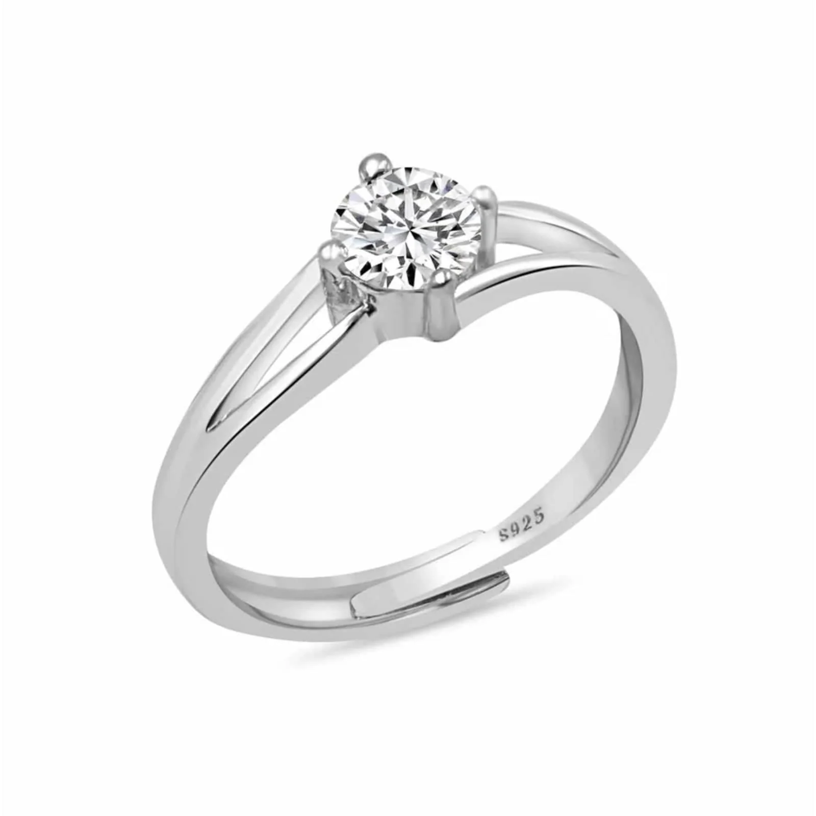 Wave Minimal Solitaire Sterling Silver Ring - Image 3