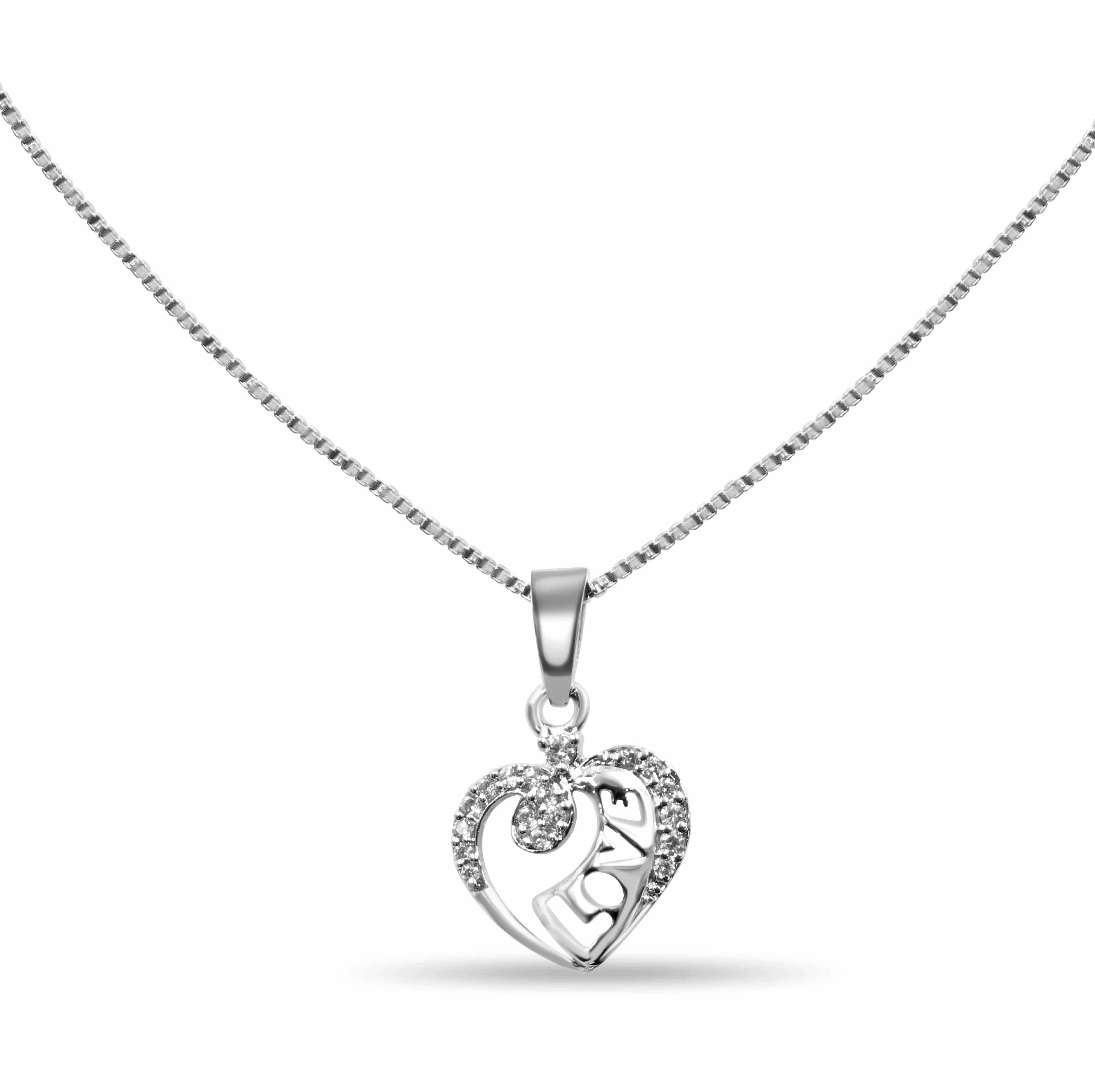 Zarkan 925 Silver Love Heart Letter Pendant - Image 2
