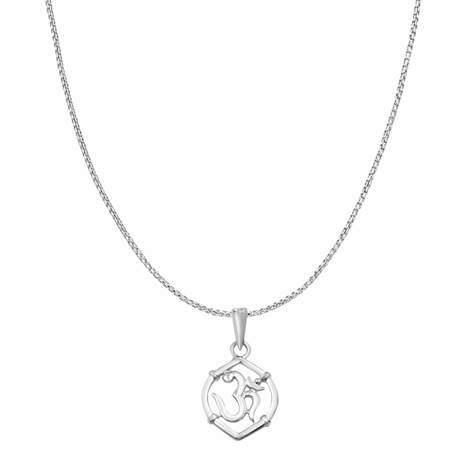 Hallmark Silver Minimal OM Pendant With Box Chain - Image 2