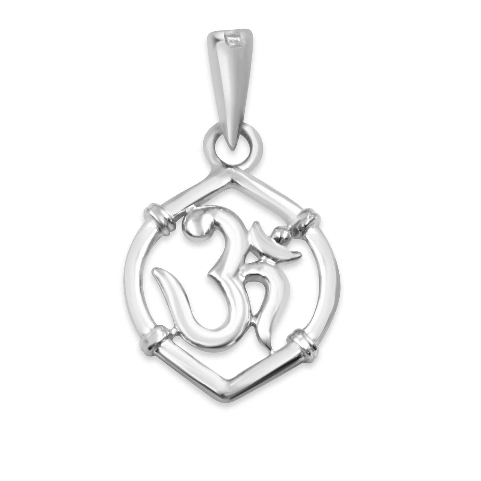 Hallmark Silver Minimal OM Pendant With Box Chain - Image 3