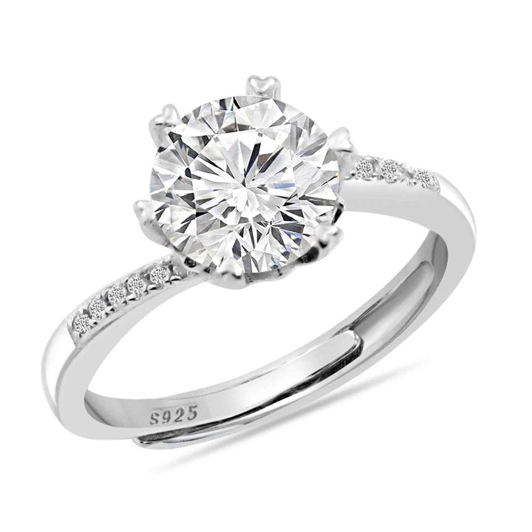 Zarkan 925 Silver Minimal Solitaire American Diamond Ring - Image 2