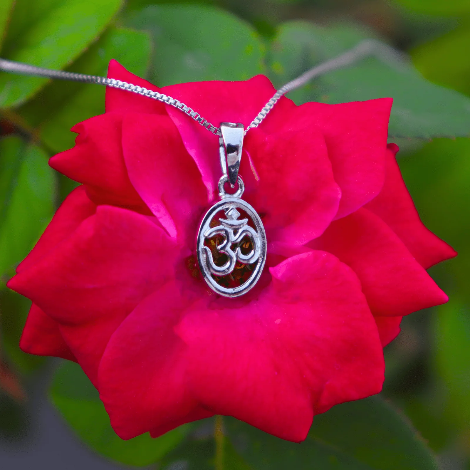 Hallmark Silver OM Pendant With Chain