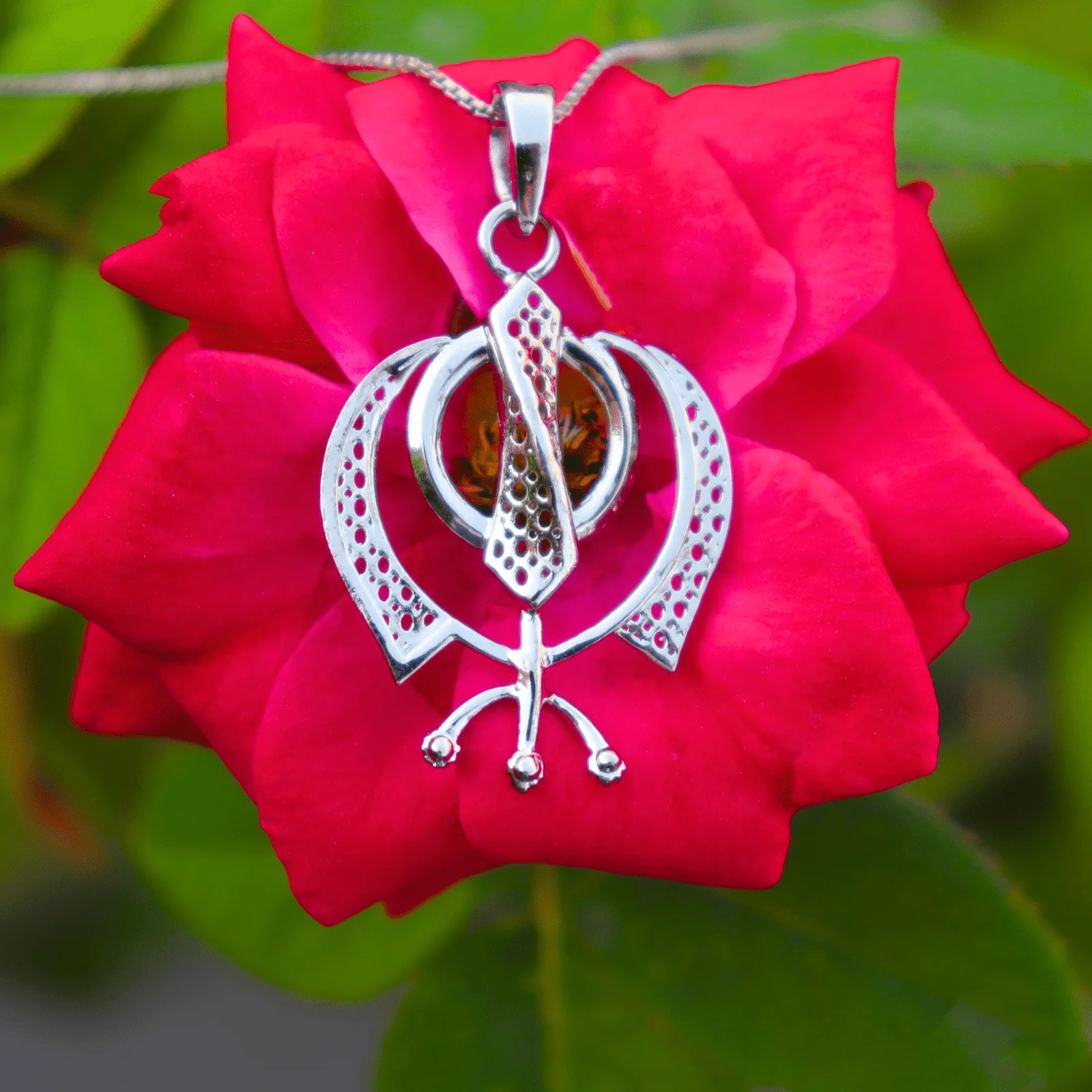 Zarkan 925 Silver Sikh Khanda Pendant With Chain - Image 2