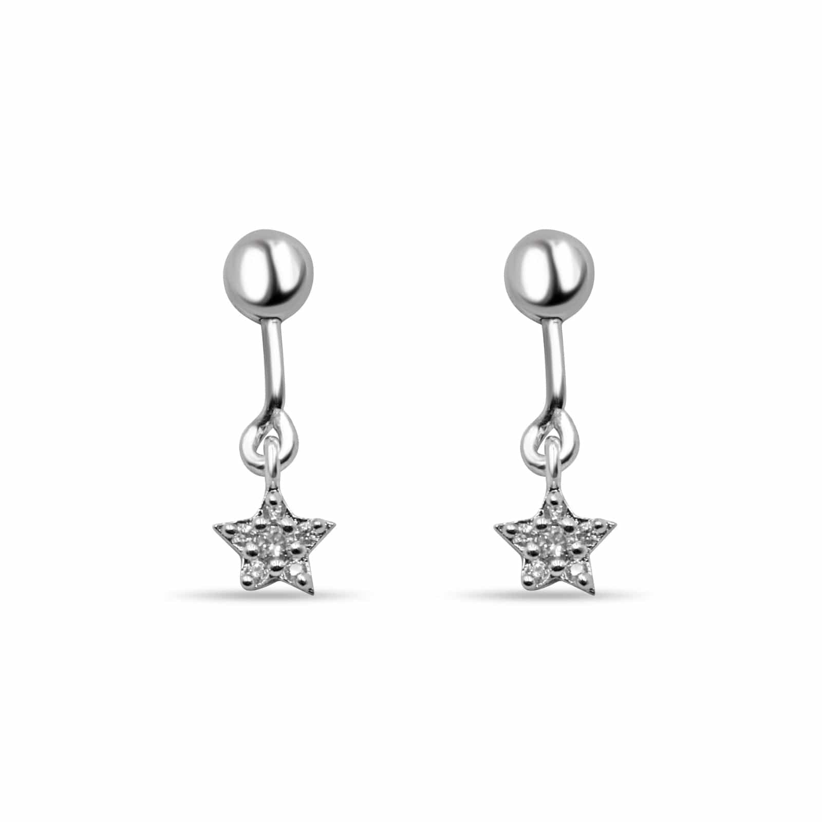 Zarkan 925 Silver Barbell Star Dangle Earrings - Image 2