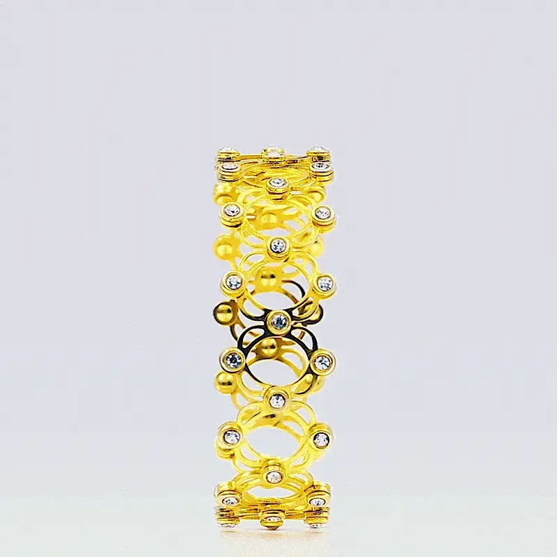 Zarkan Golden Studded Supple Convertible Bracelet & Ring (RING Kada) - Image 3