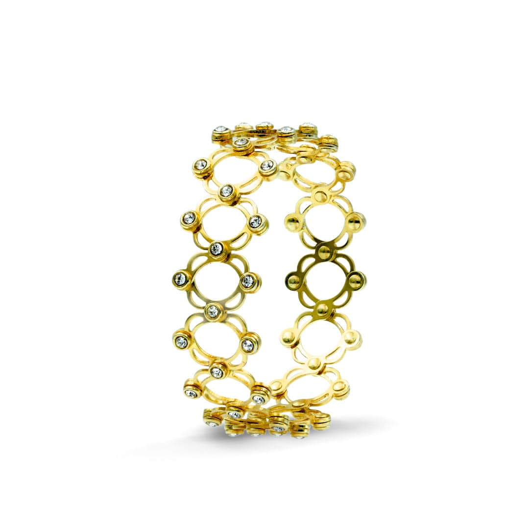 Zarkan Golden Studded Supple Convertible Bracelet & Ring (RING Kada) - Image 4