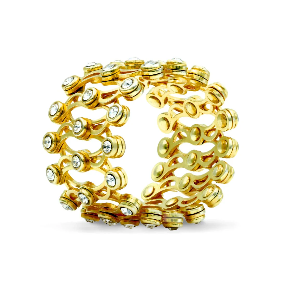 Zarkan Golden Studded Supple Convertible Bracelet & Ring (RING Kada) - Image 6