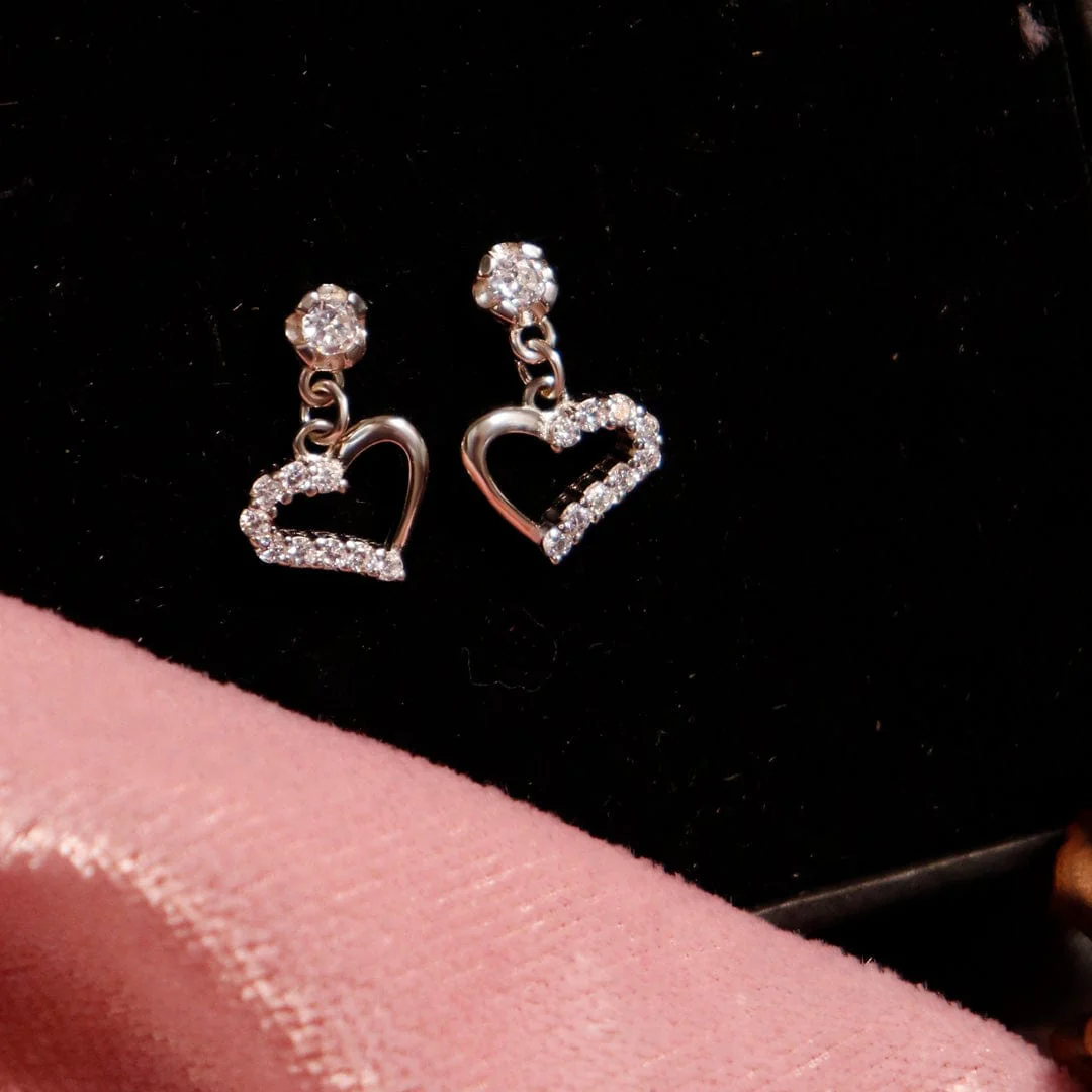 Zarkan Signature Love Silver Drop Studs - Image 2