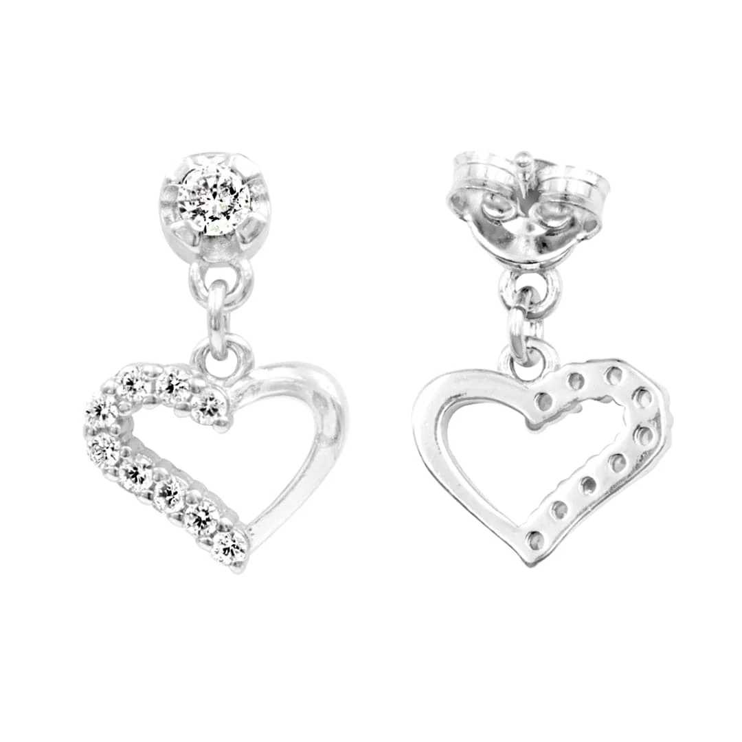 Zarkan Signature Love Silver Drop Studs - Image 4