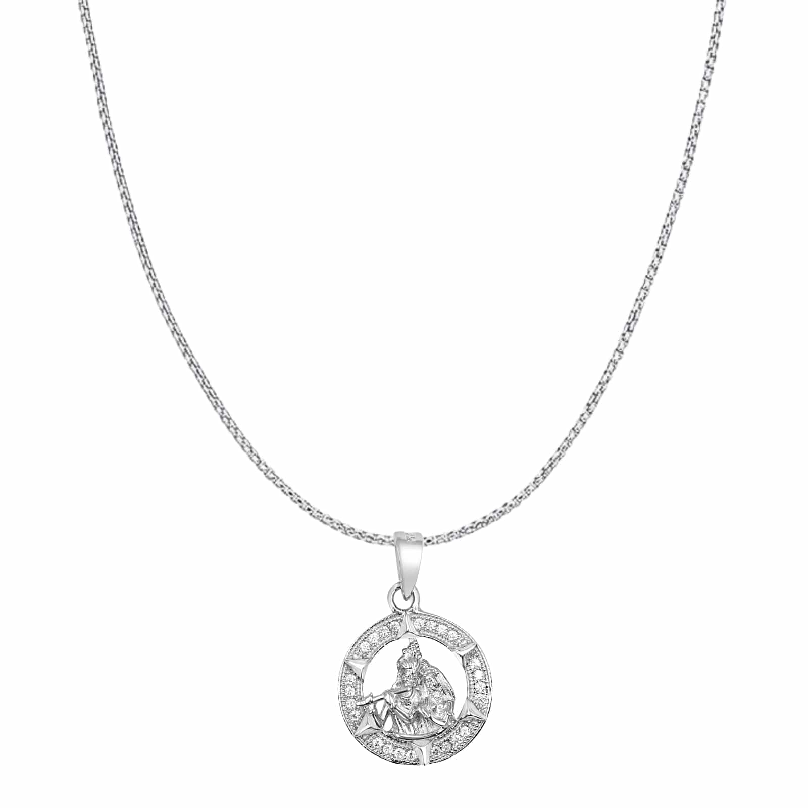 Zarkan Silver Radha Krishna Pendant With Chain - Image 2