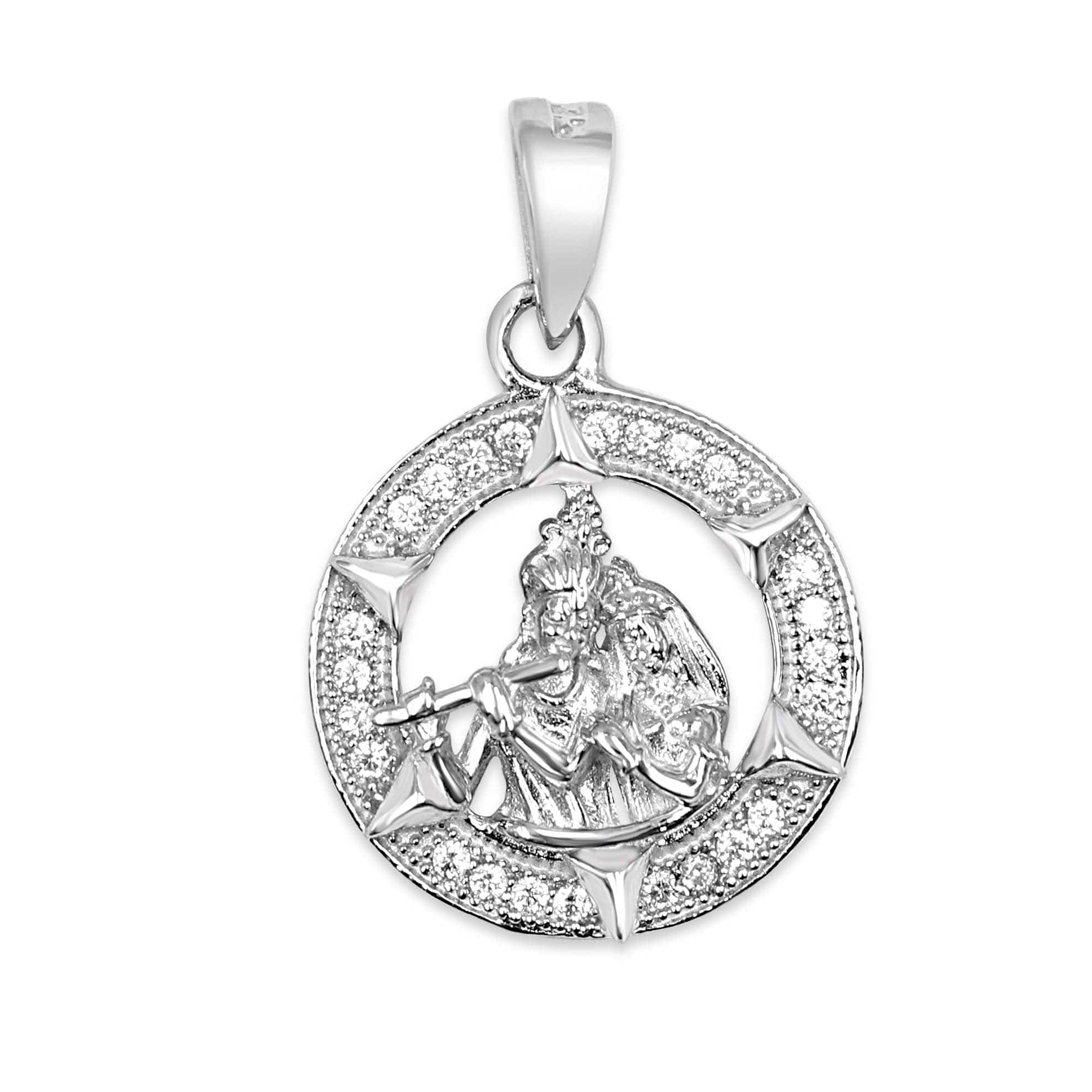 Zarkan Silver Radha Krishna Pendant With Chain - Image 3