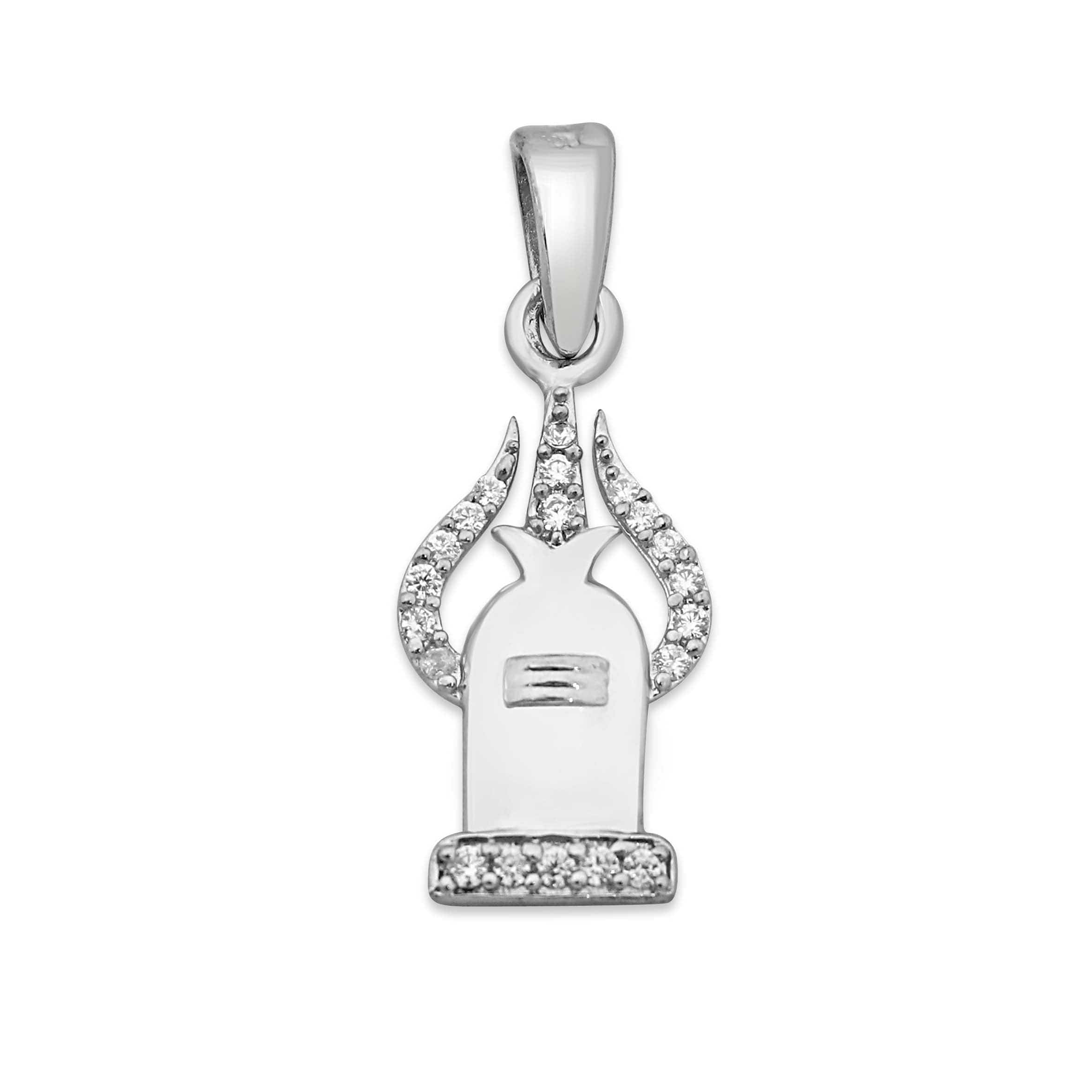Zarkan Silver Shiv Trishul & Lingam Pendant With Chain - Image 3