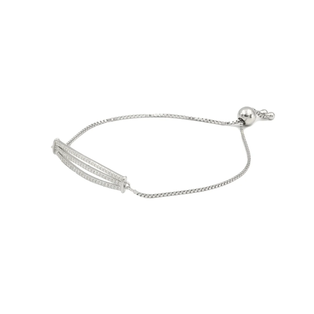 Zarkan Trio Style Zirkon Silver Bracelet - Image 4