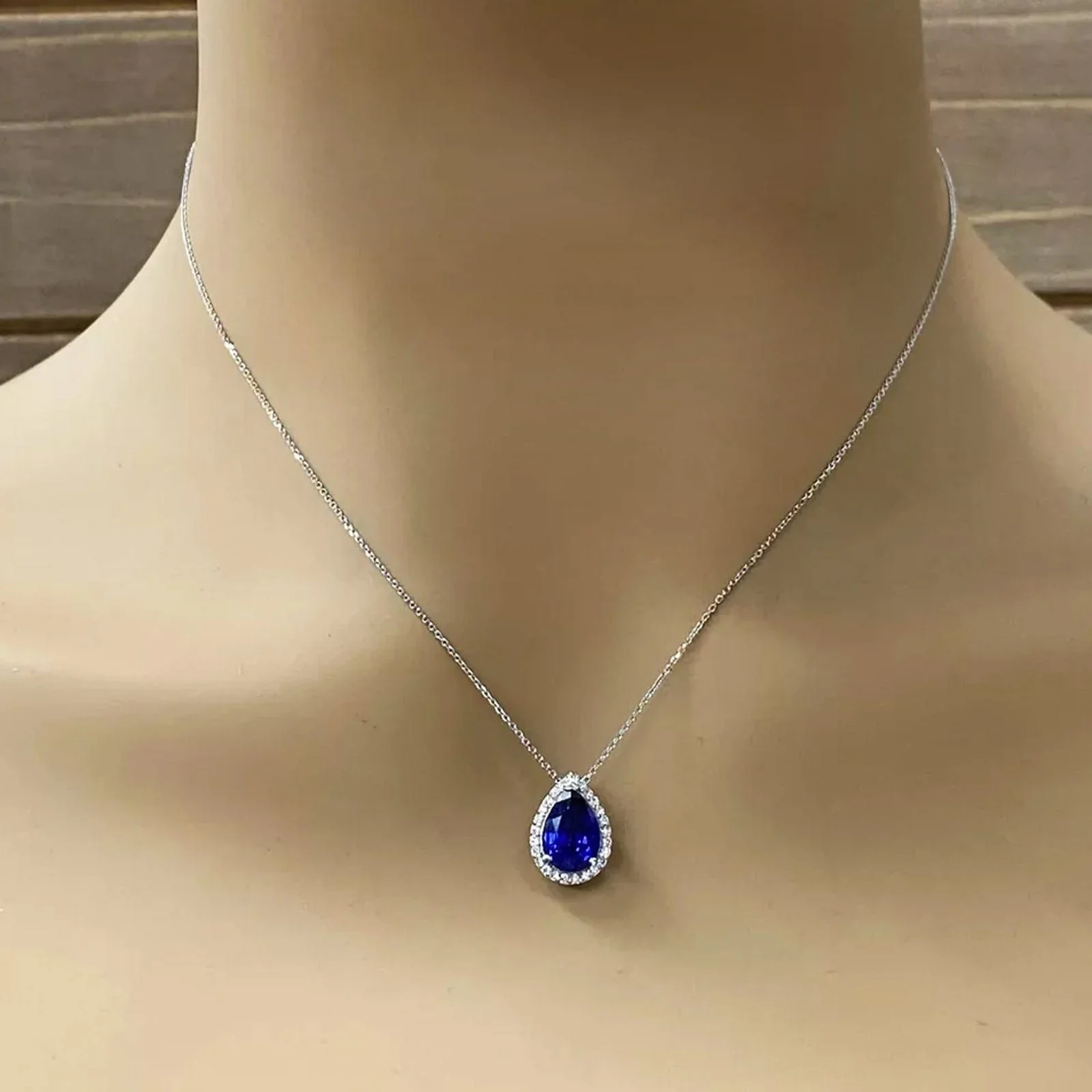 Zarkan Water Drop Blue Silver Pendant - Image 2