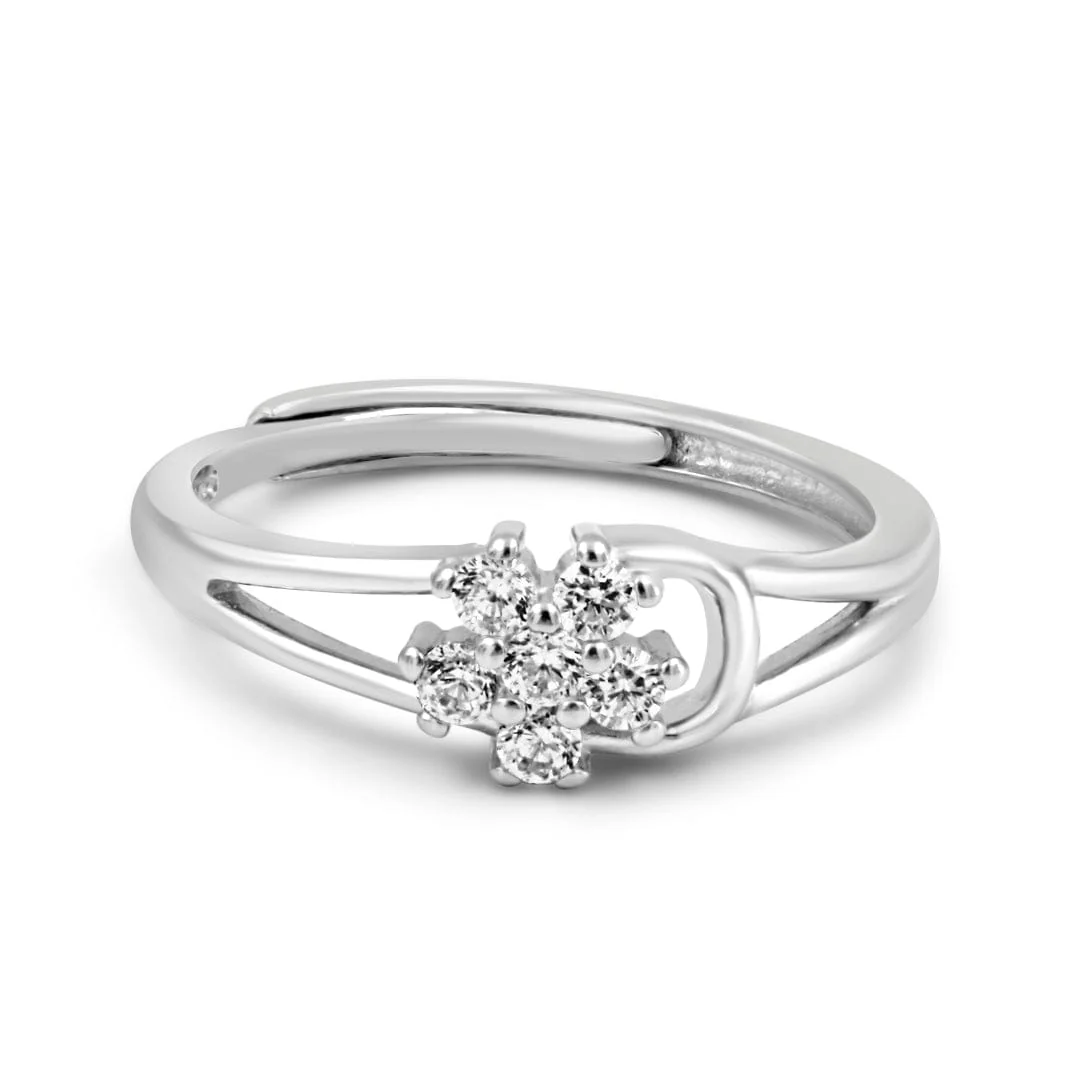 Zarkan Zircon Flower 925 Silver Ring - Image 2