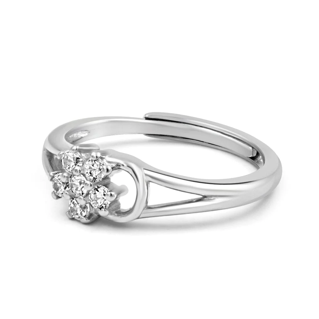 Zarkan Zircon Flower 925 Silver Ring - Image 3